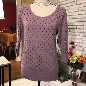 TRADED Purple polkadot American Rag knit top.